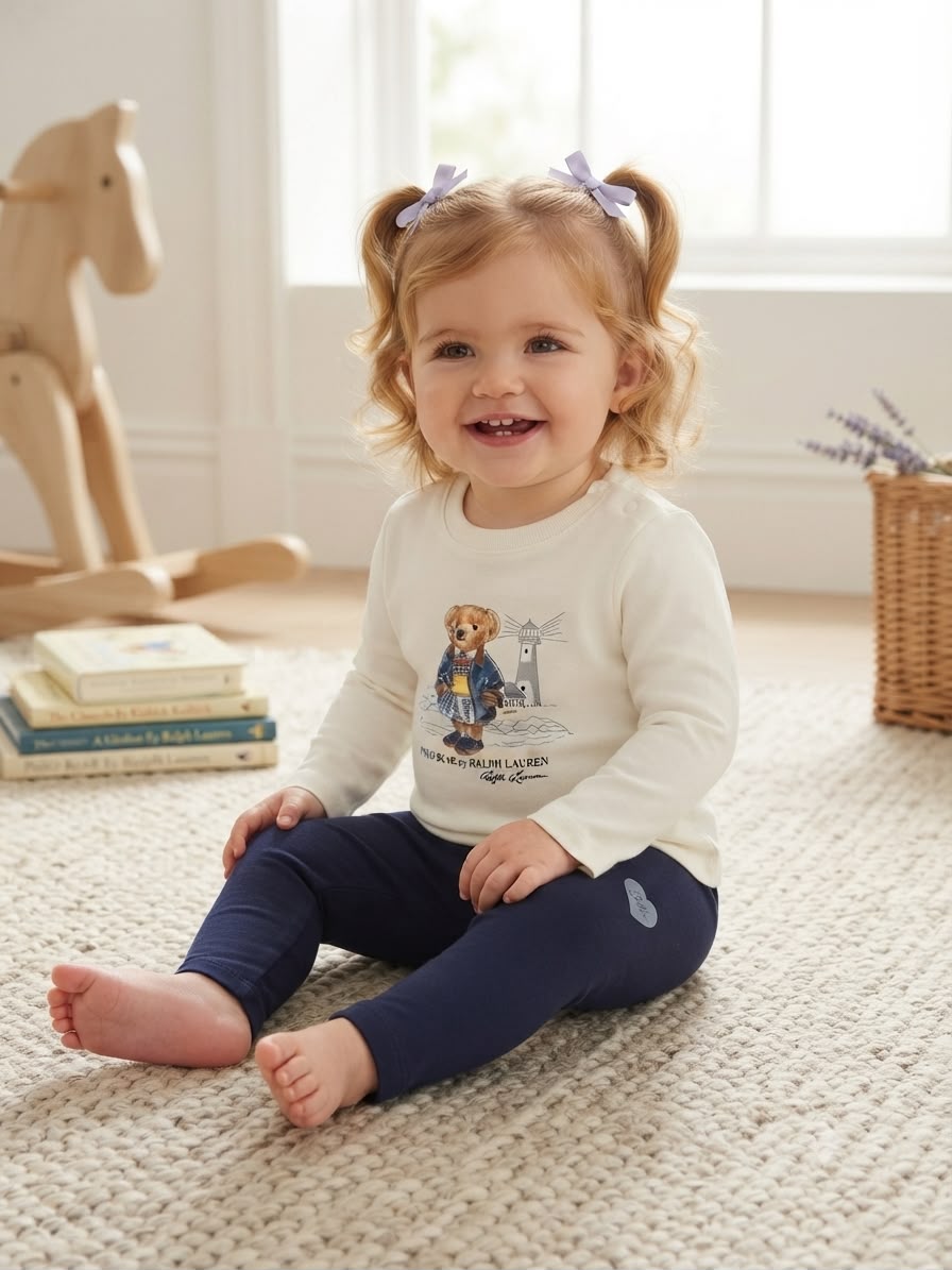 Conjunto Infantil Feminino Polo Ursinho
