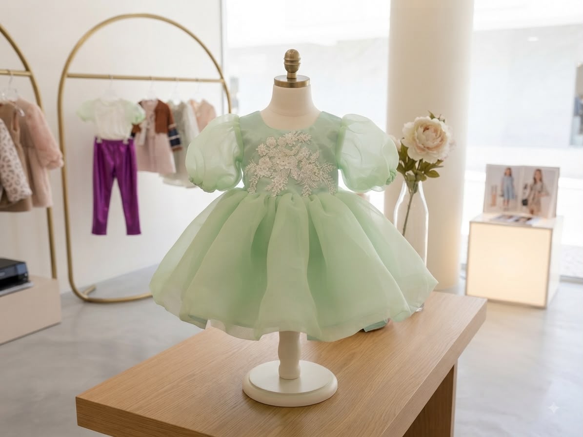 Vestido Infantil de Festa Flores Brilhante