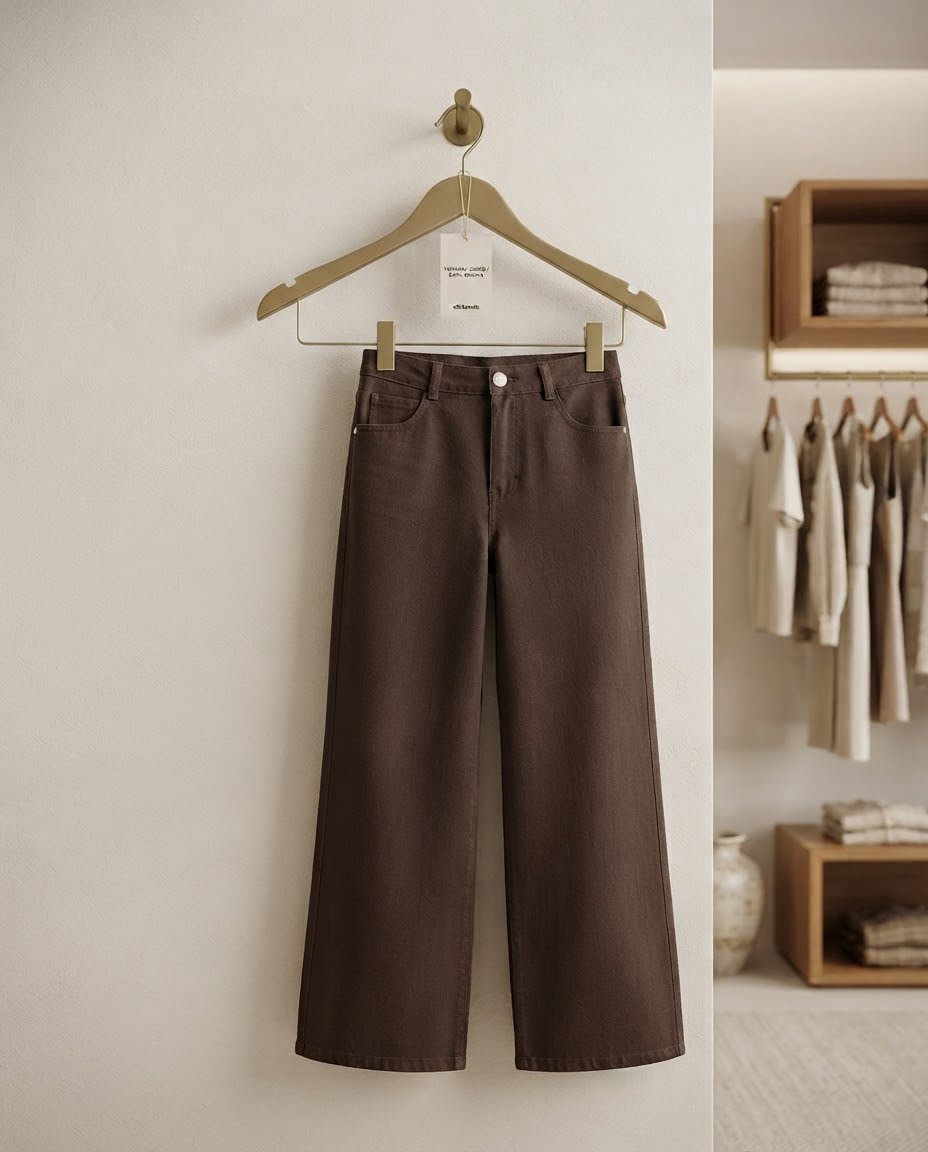 Calça Infantil Feminina Wide Leg Marrom