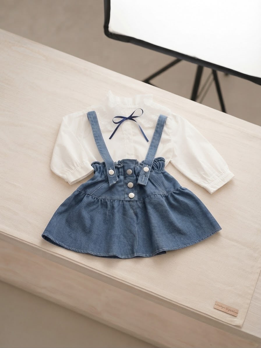 Conjunto Camisa + Jardineira Jeans