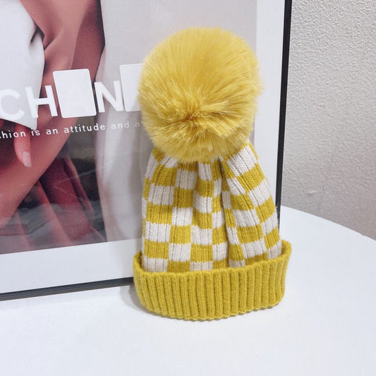 Touca Infantil Xadrez Pompom