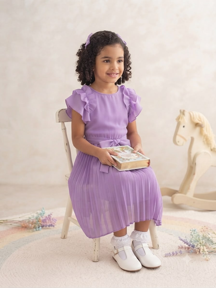 Vestido Infantil Longo Babadinho na Manga