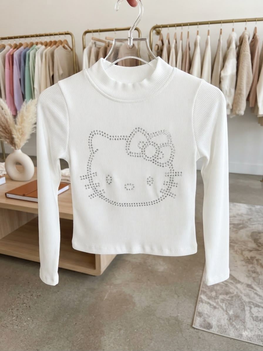 Blusinha Infantil Detalhes Pedras Brilhantes