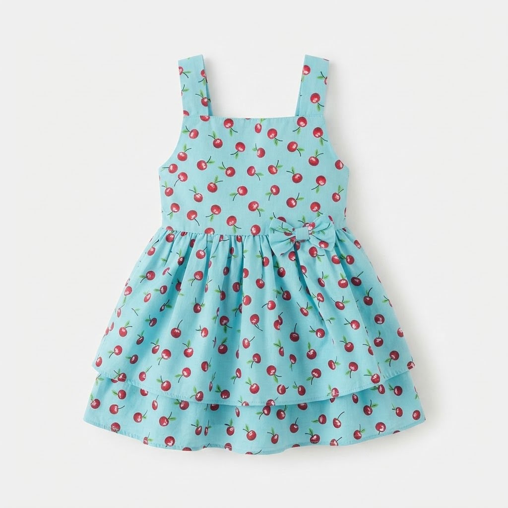 Vestido Infantil Azul Frutinhas