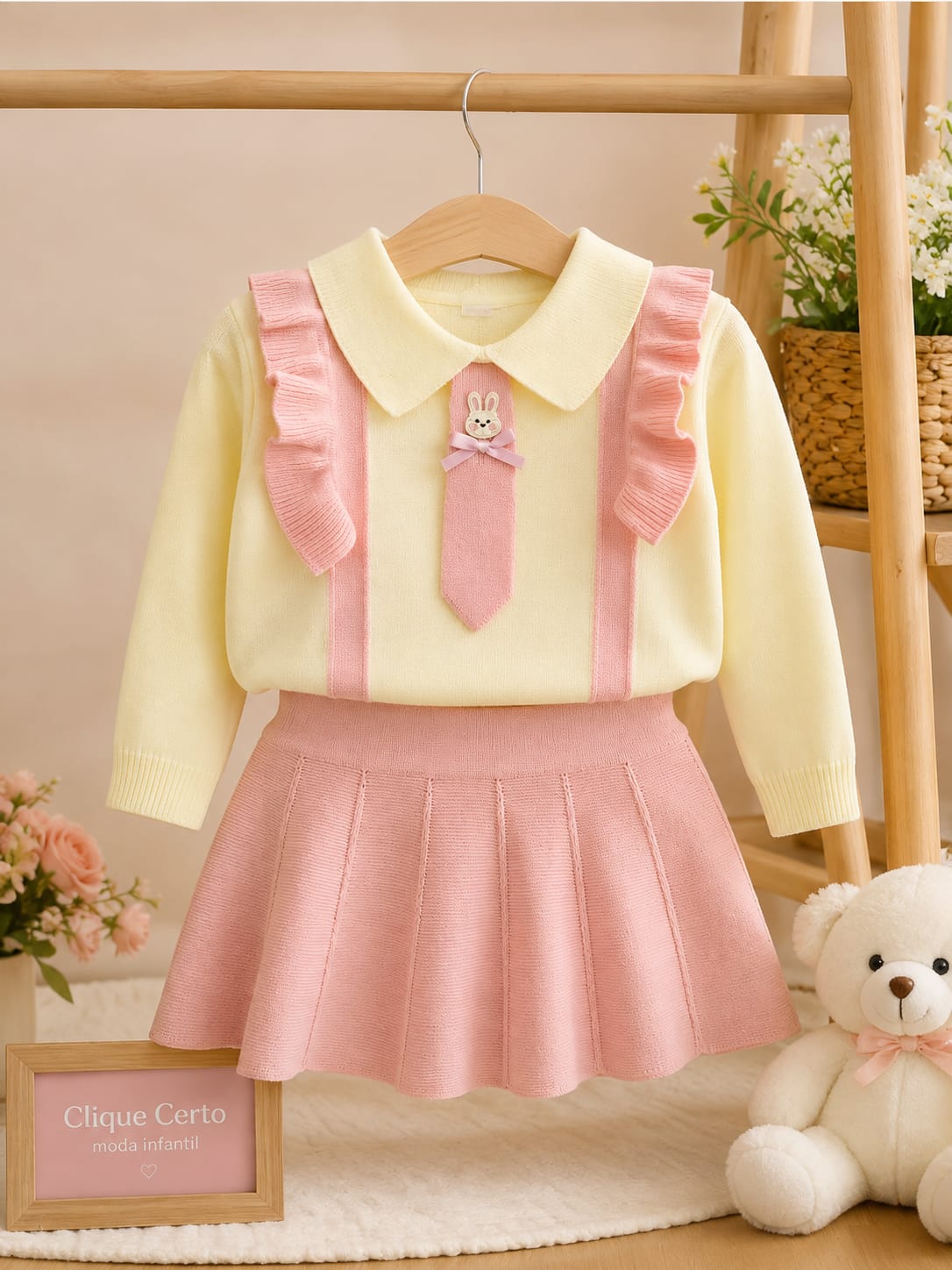 Conjunto Infantil Tricô Mussi Coelhinho