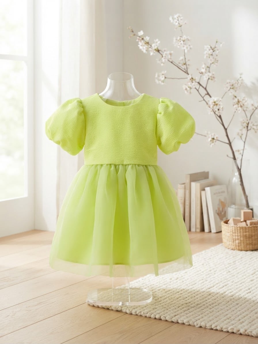 Vestido Infantil Verde Lacinho
