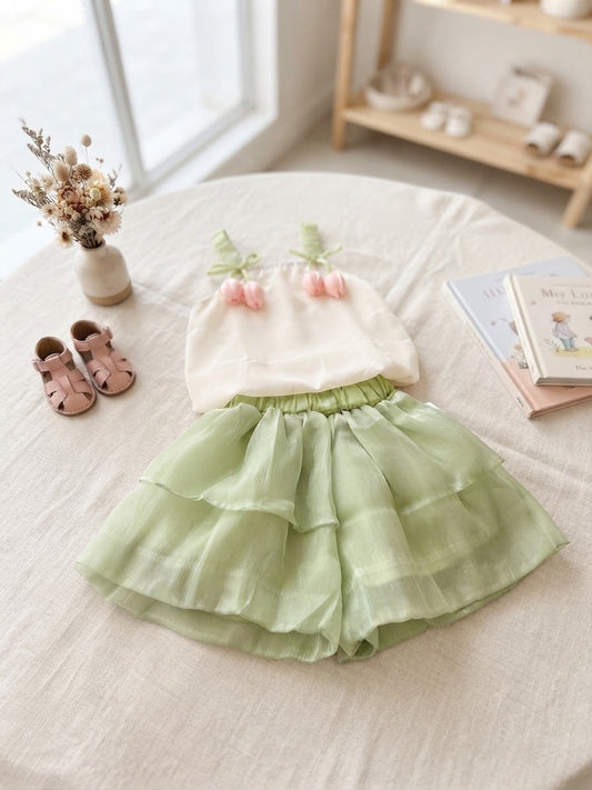 Conjunto Infantil Verde Tulipa