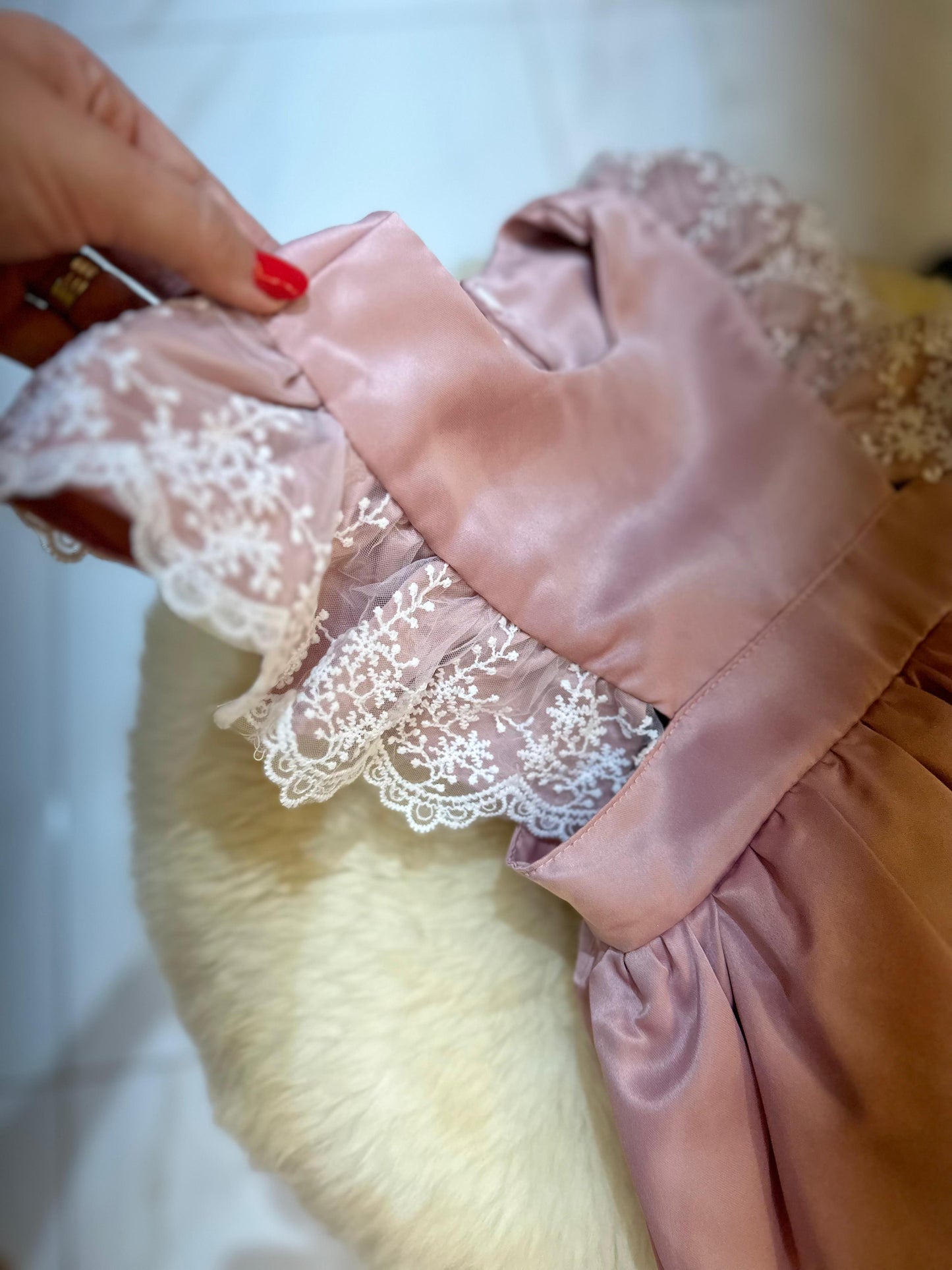 Vestido Infantil Rosa Rendinha