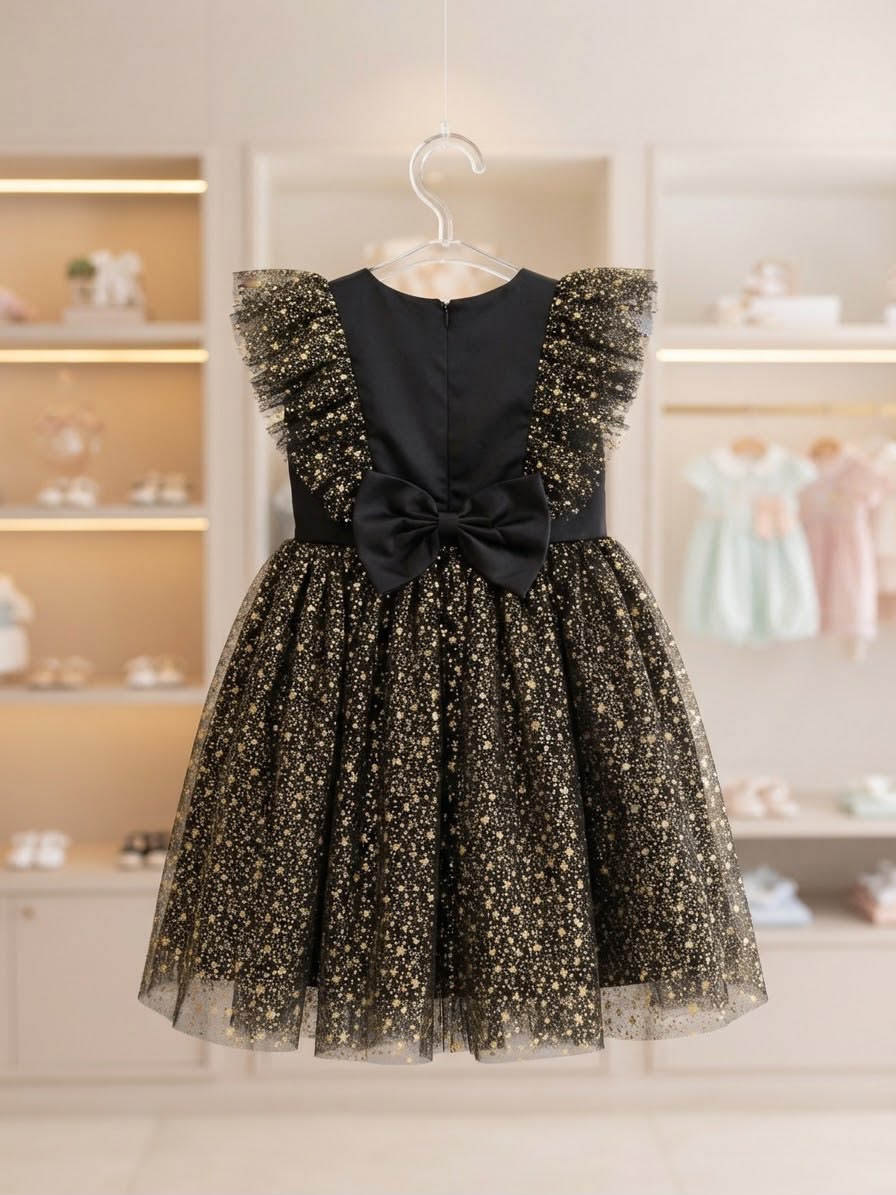 Vestido Infantil Estrelinhas e laço