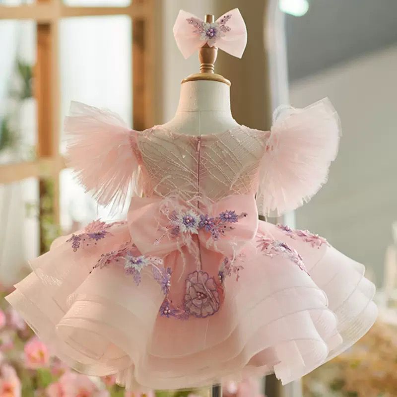 Vestido Infantil Rosa Flores