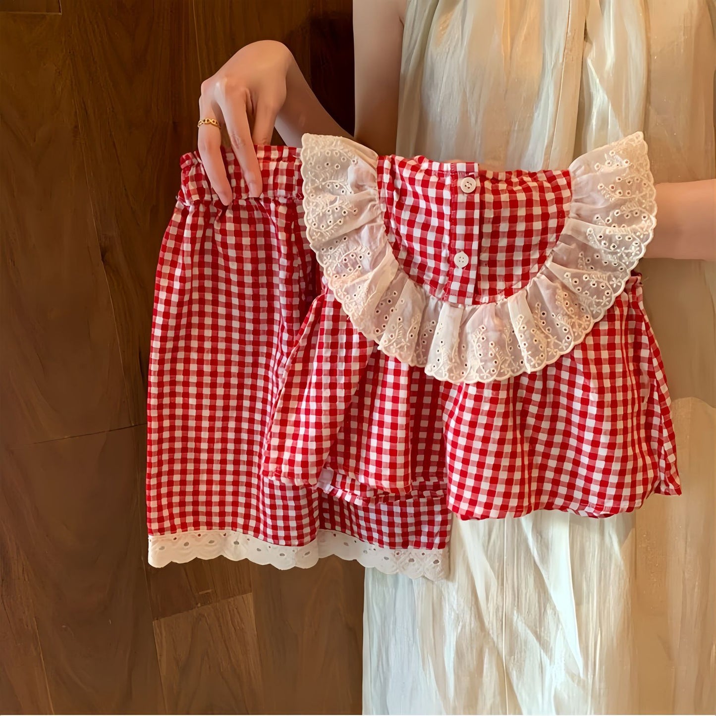 Conjunto Infantil Xadrez Moranguinhos