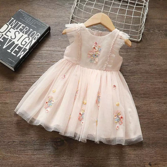 Vestido Infantil Tule Flores
