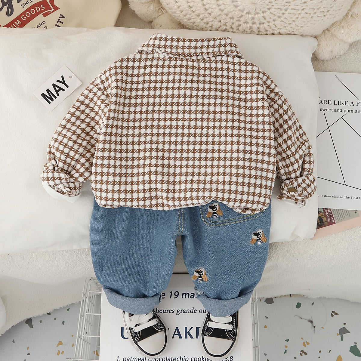 Conjunto Infantil Masculino Xadrez Cachorrinhos