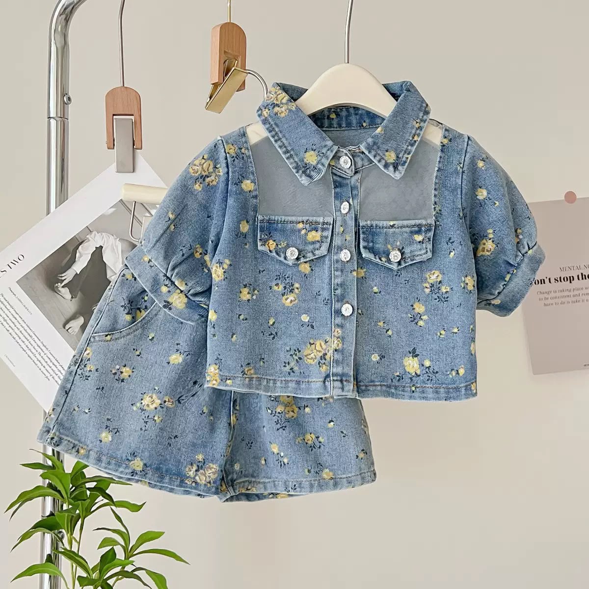 Conjunto Infantil Jeans Florzinhas