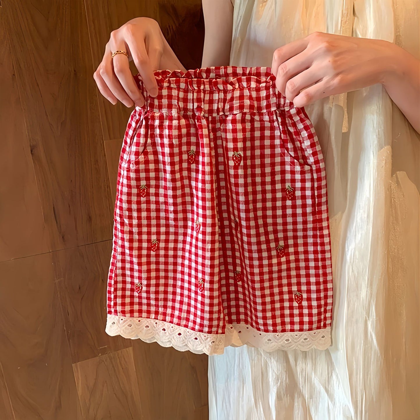 Conjunto Infantil Xadrez Moranguinhos