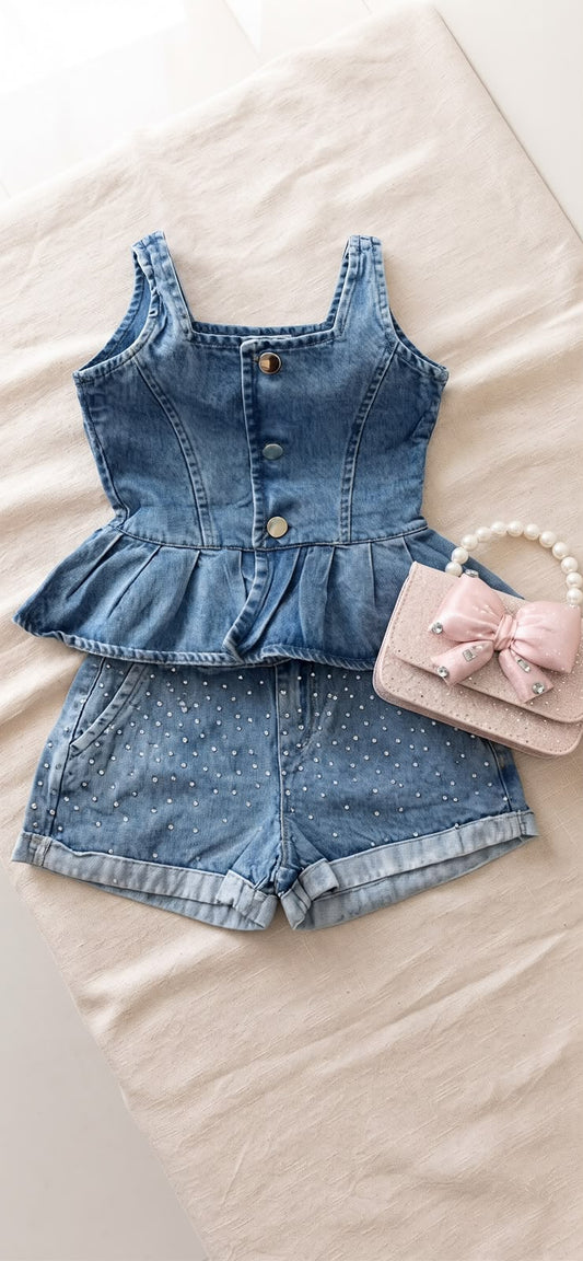 Conjunto Infantil Jeans Brilhantes