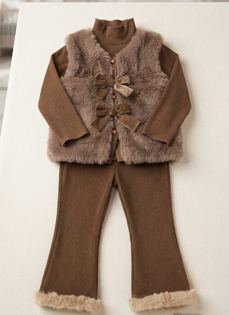 Conjunto Infantil Feminino Colete Pelinhos