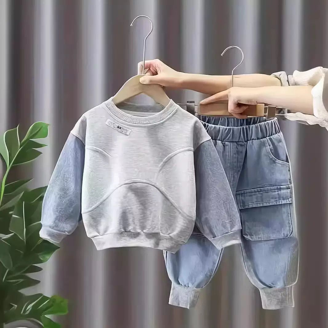 Conjunto Infantil Masculino Cinza e Jeans