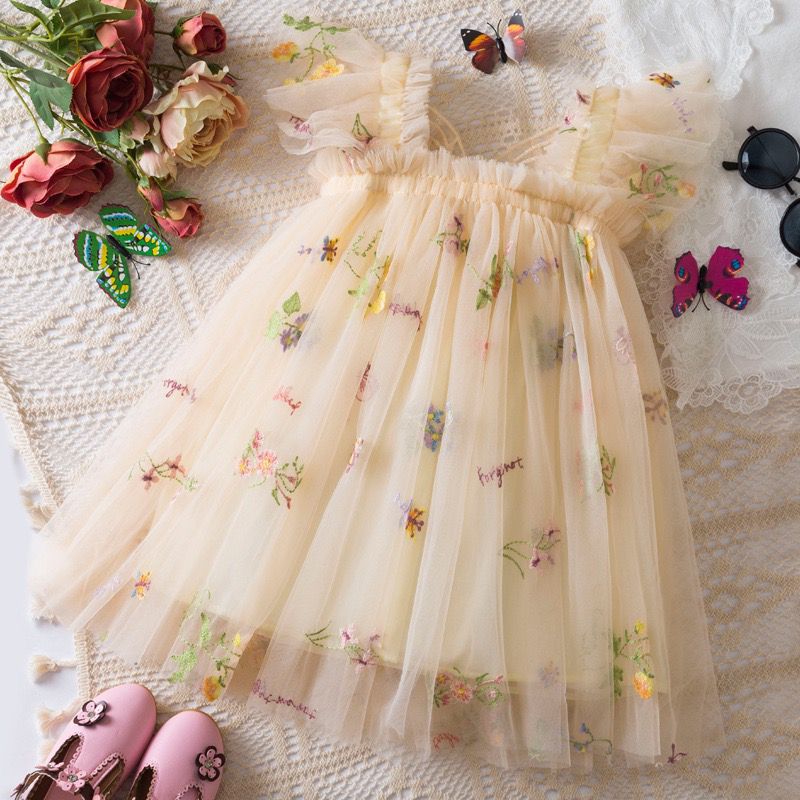 Vestido Infantil Tule Floral