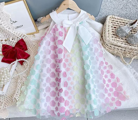 Vestido Tule Florzinhas