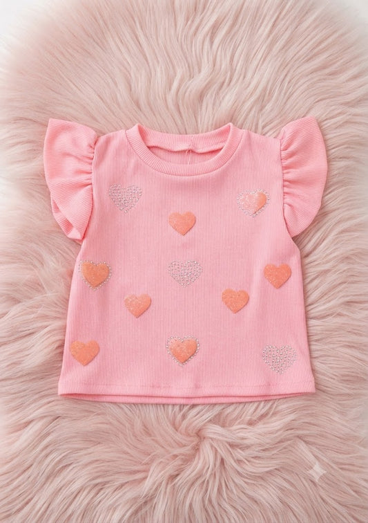 Blusa Canelada Corações Brilhante