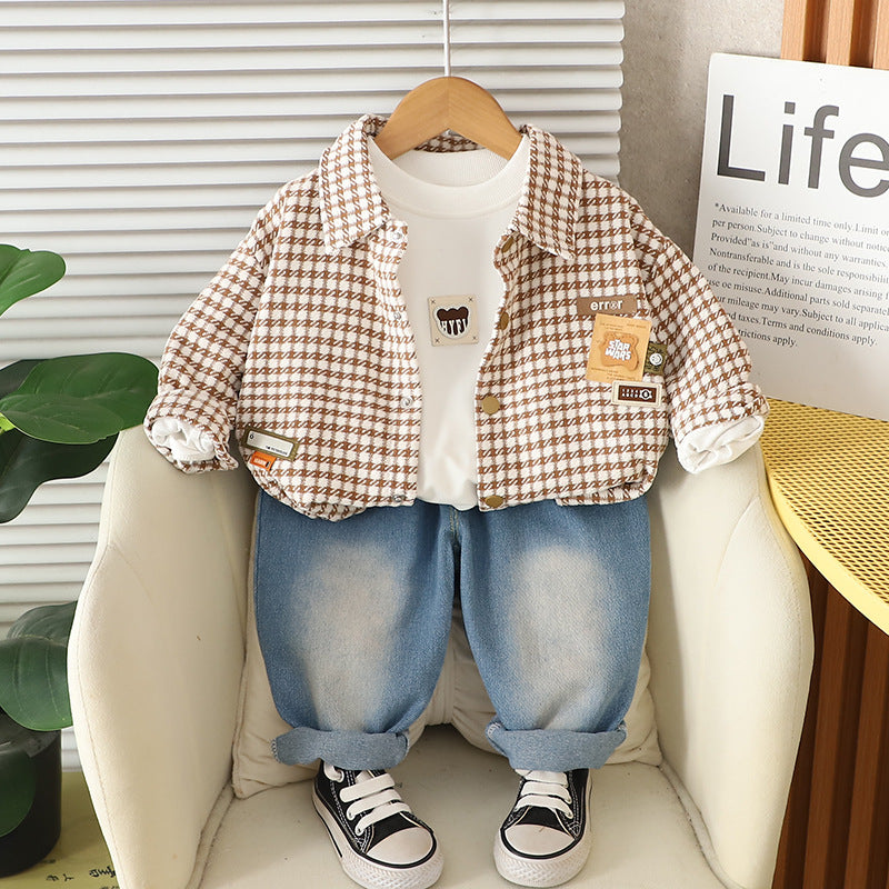 Conjunto Infantil Masculino Xadrez Cachorrinhos