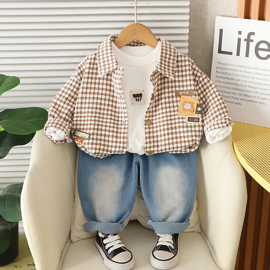 Conjunto Infantil Masculino Xadrez Cachorrinhos