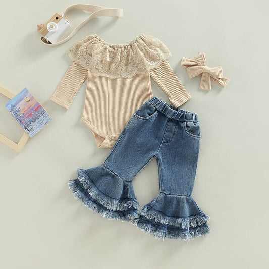 Conjunto Infantil Feminino Rendinha + Faixa