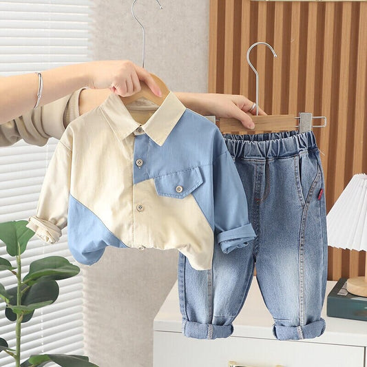 Conjunto Infantil Masculino Camisa Botões e Jeans