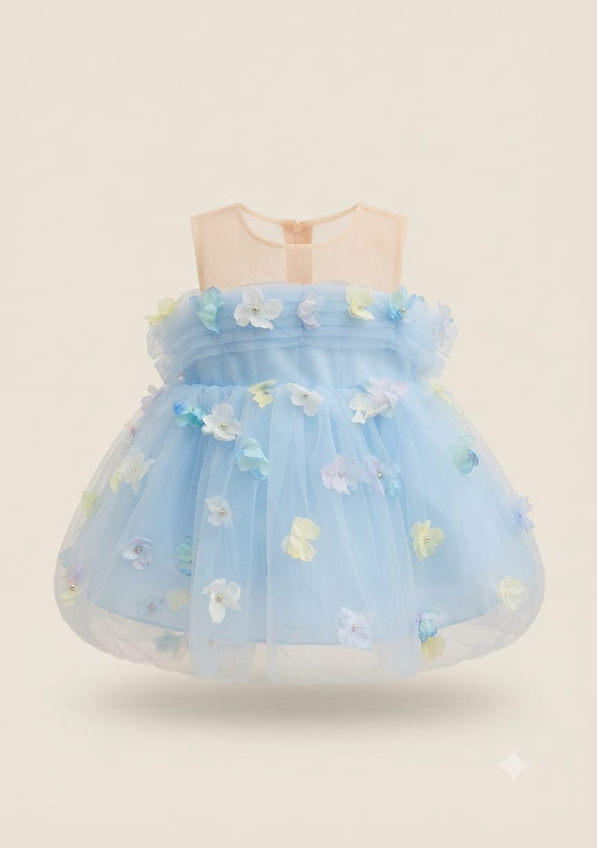 Vestido Infantil Azul Borboletinhas