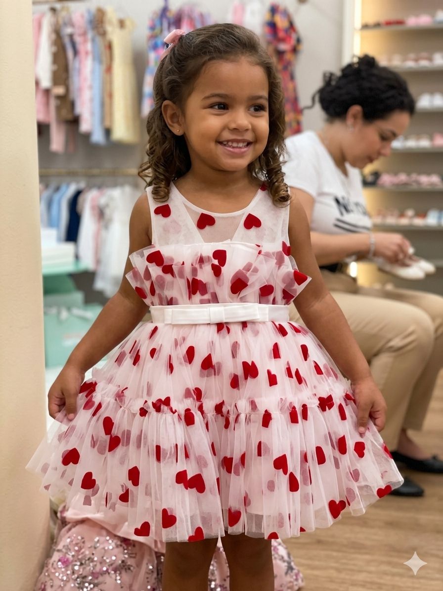 Vestido Infantil Coraçõeszinhos