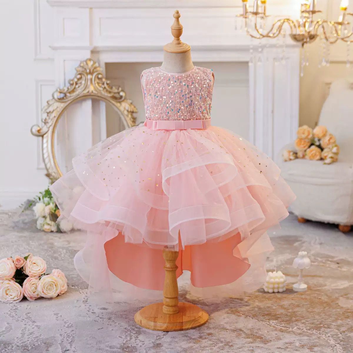 Vestido Infantil Brilhante Lacinho