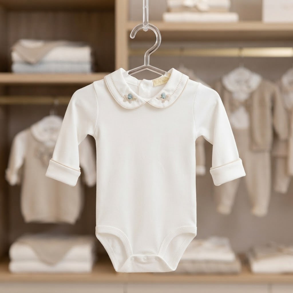 Body Infantil com Gola Bordada