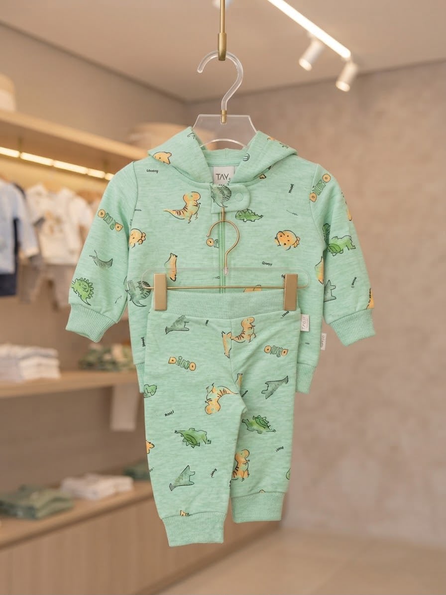 Conjunto Moletom Flanelado Dinossaurinho