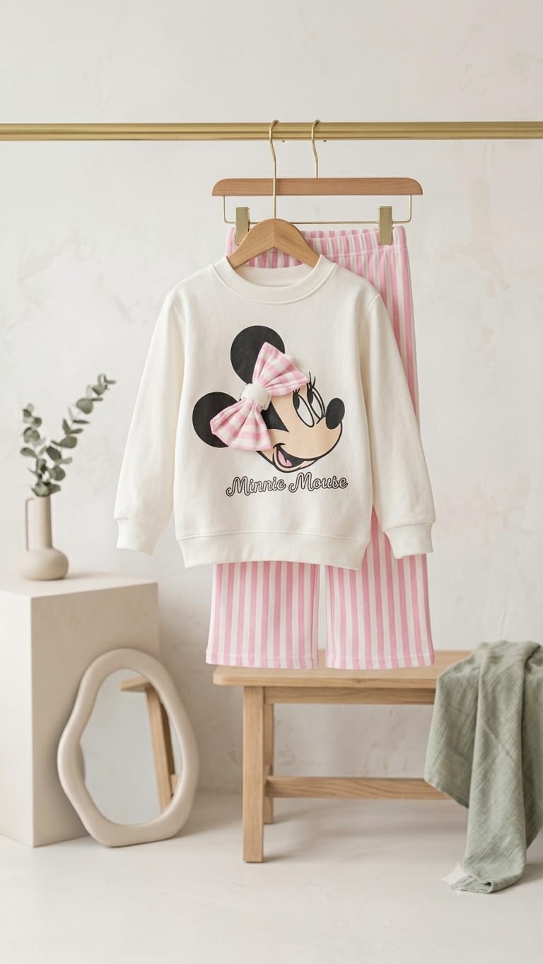 Conjunto Infantil Flanelado Lístras Minnie