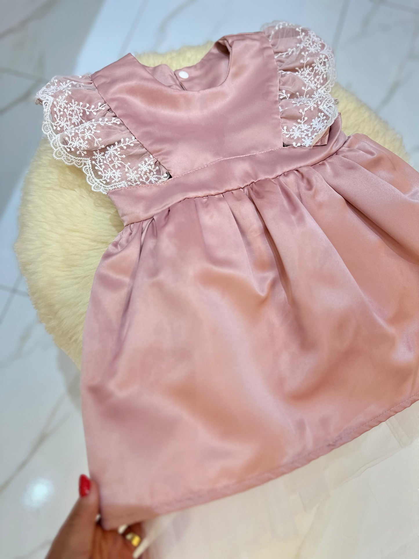 Vestido Infantil Rosa Rendinha