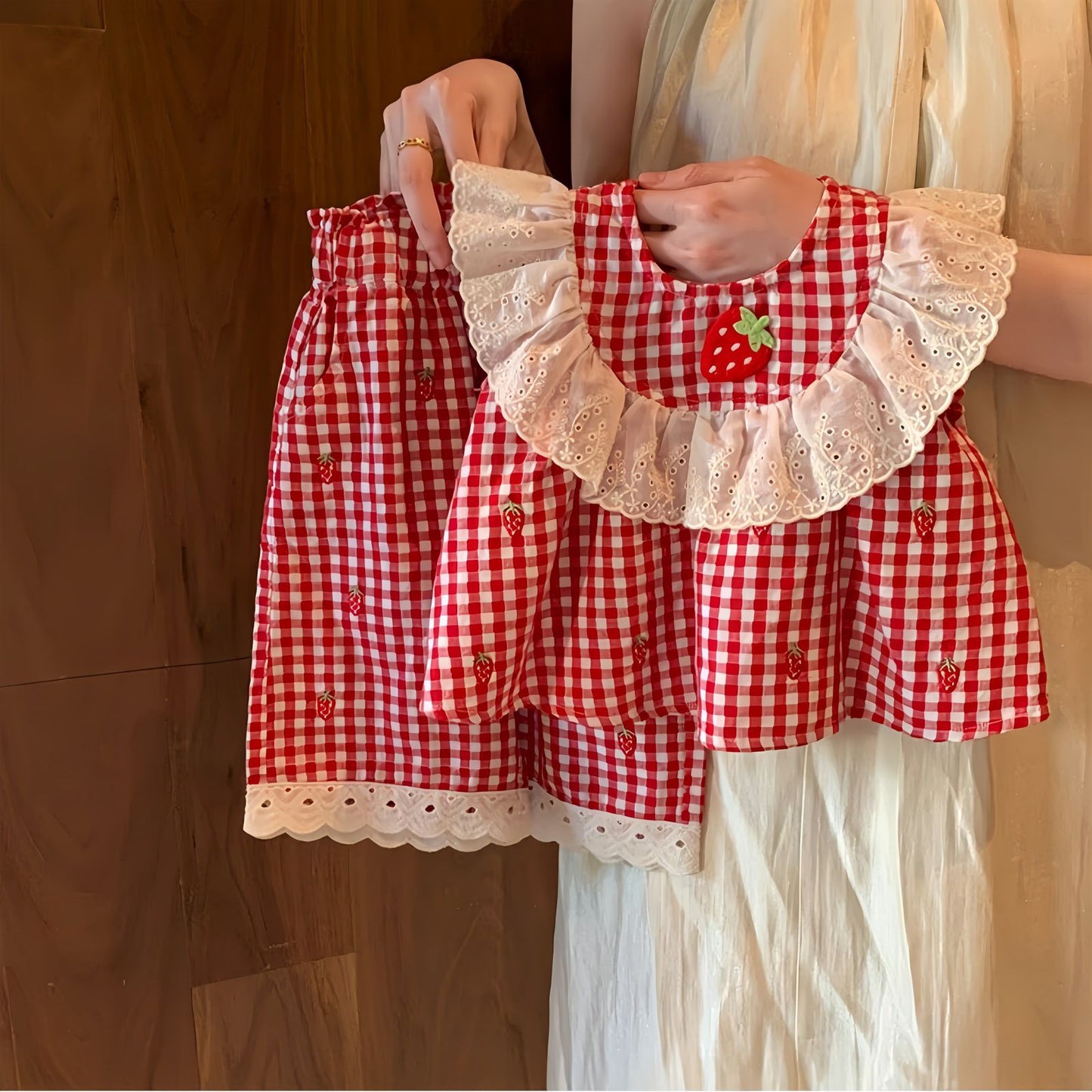 Conjunto Infantil Xadrez Moranguinhos