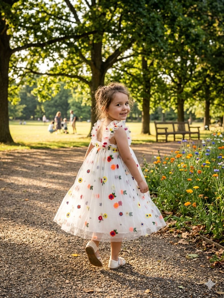 Vestido Infantil Tule Florzinhas