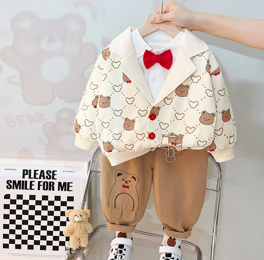 Conjunto Infantil Urso Gravatinha 3 Peças