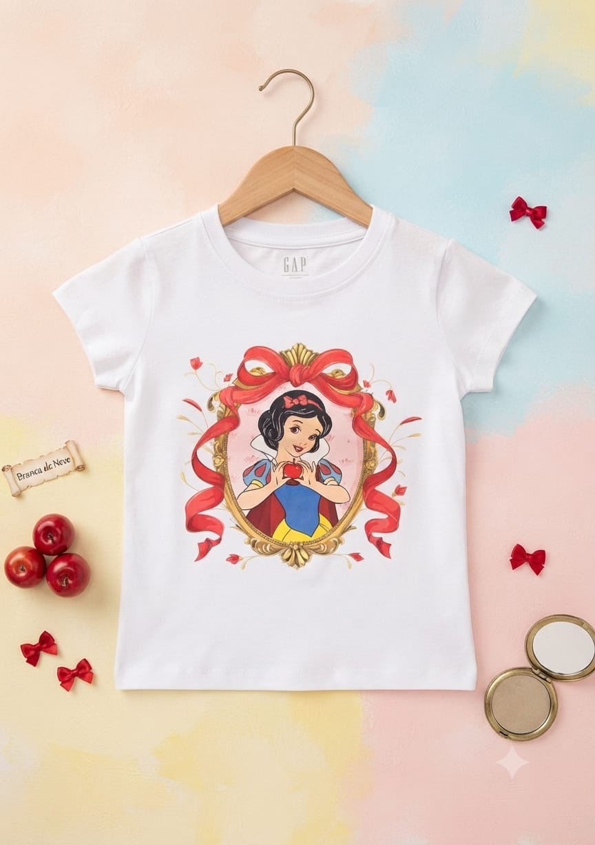 T-Shirt Infantil Branca de Neve