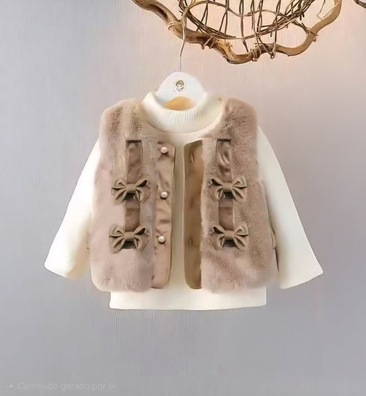 Conjunto Infantil Inverno Plush 2 Peças Blusa e Colete