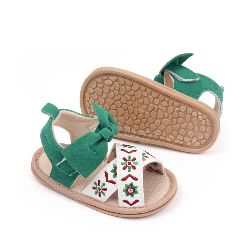 Sandália Infantil Feminina Laçinho Bordada