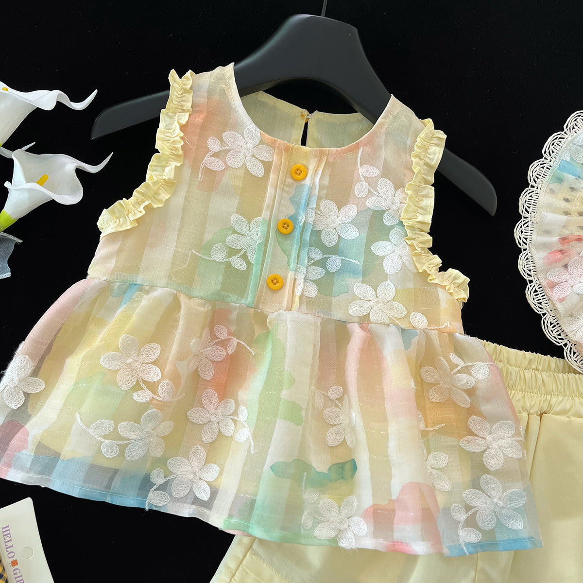 Conjunto Infantil Feminino Amarelo Flores
