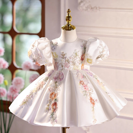 Vestido Infantil de Festa Flores Bufante