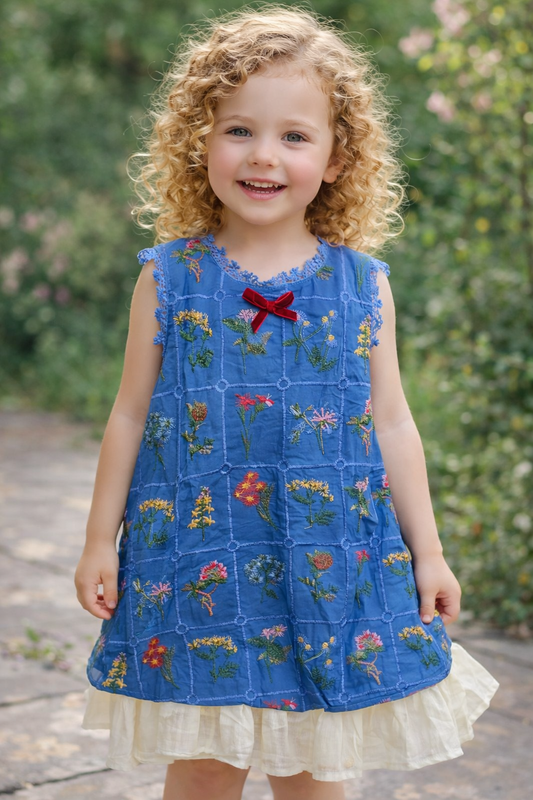 Vestido Infantil Bordado Floral
