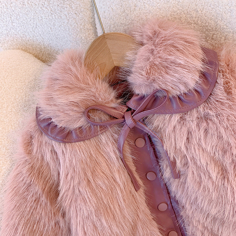 Casaco Infantil Feminino Rosa de Pelos