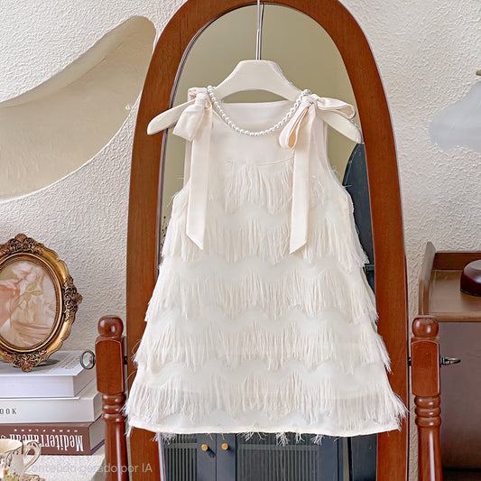 Vestido Infantil Plumas Lacinho