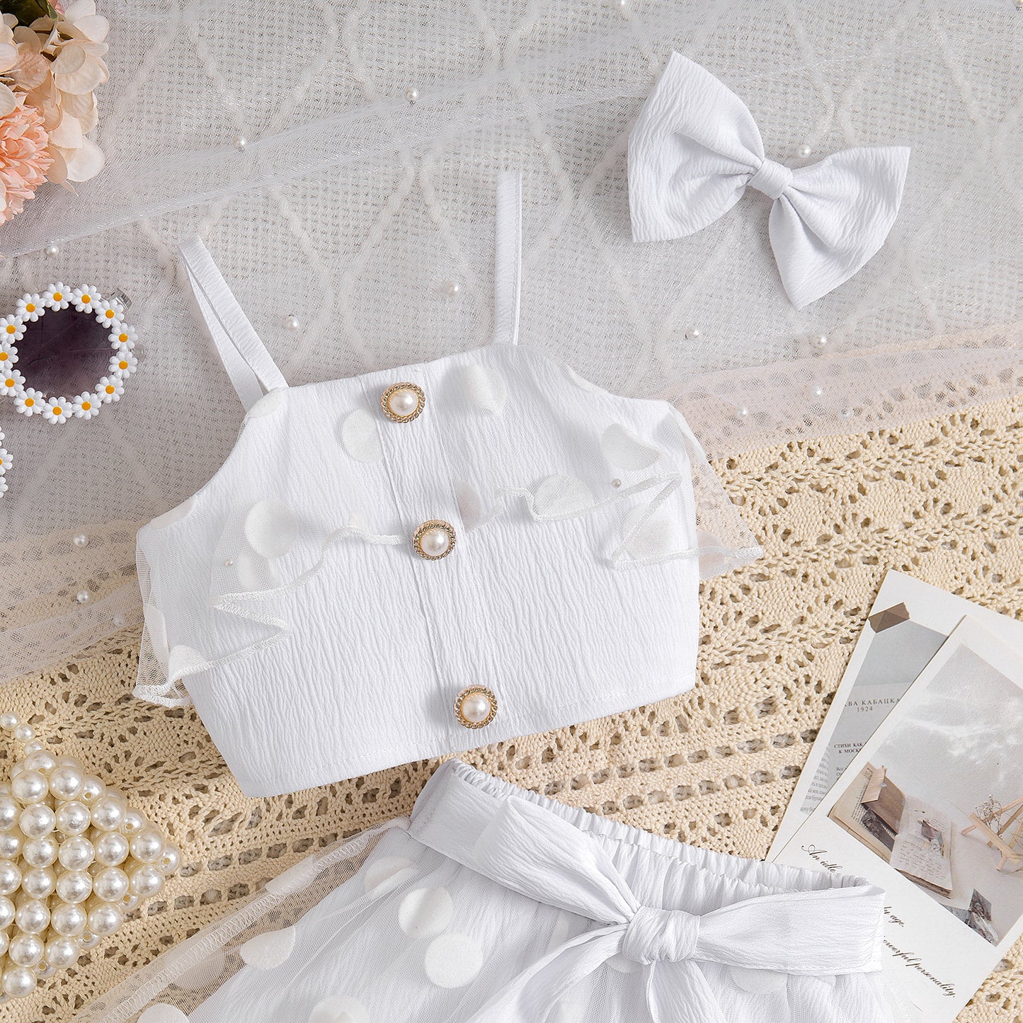 Conjunto Infantil Branco Poá