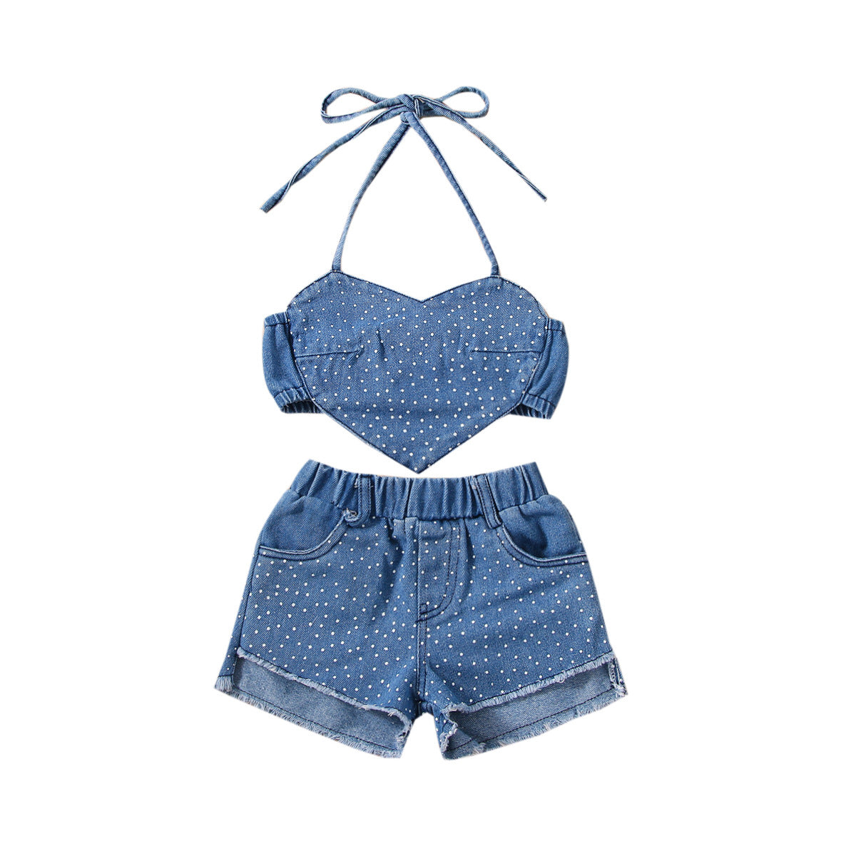 Conjunto Infantil Feminino Jeans Pontinhos