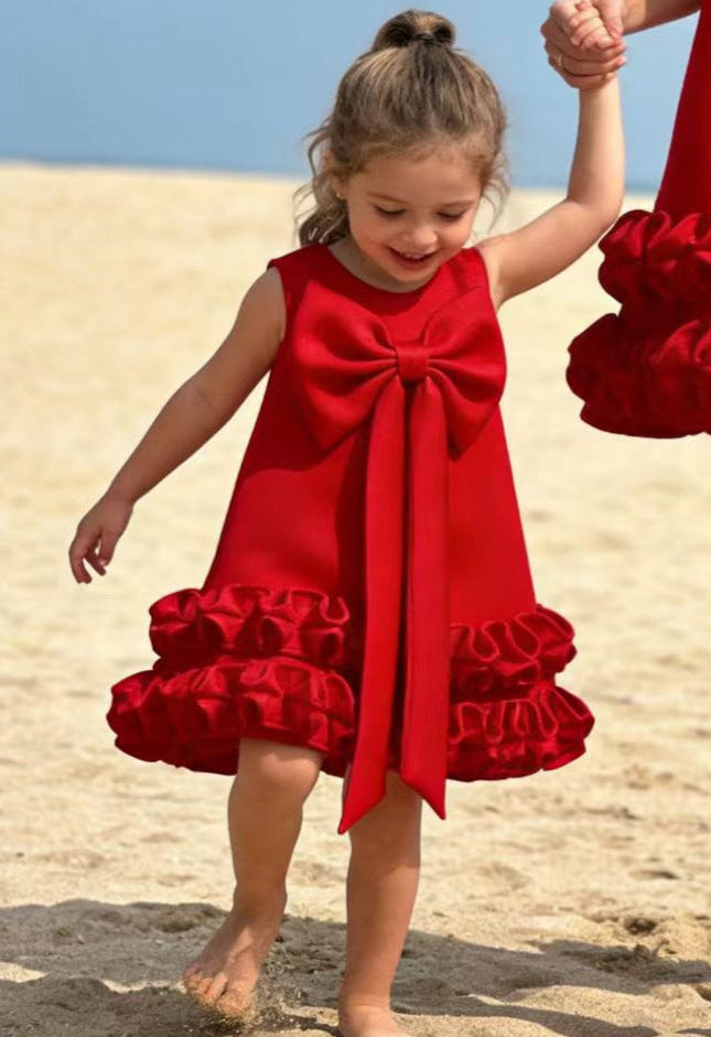 Vestido Infantil Barra Babados e Laço